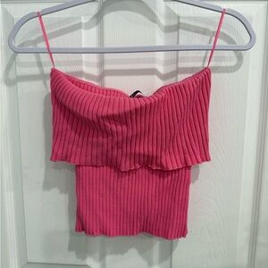 Pink Ribbed Women's StraplessTop